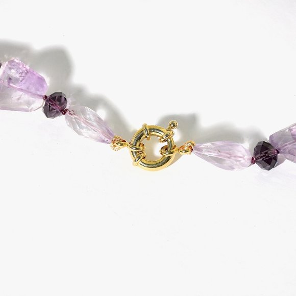 14KGF Natural Amethyst & Citrine Statement Necklace - Picture 5 of 5